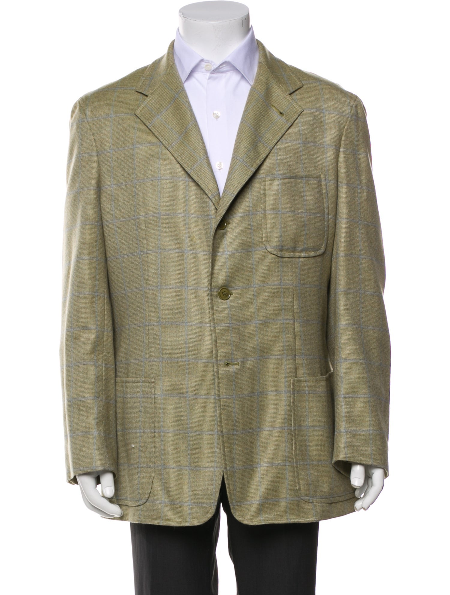 Loro Piana Cashmere Plaid Print Blazer