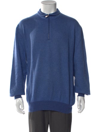 Loro Piana Cashmere Mock Neck Polo Sweater