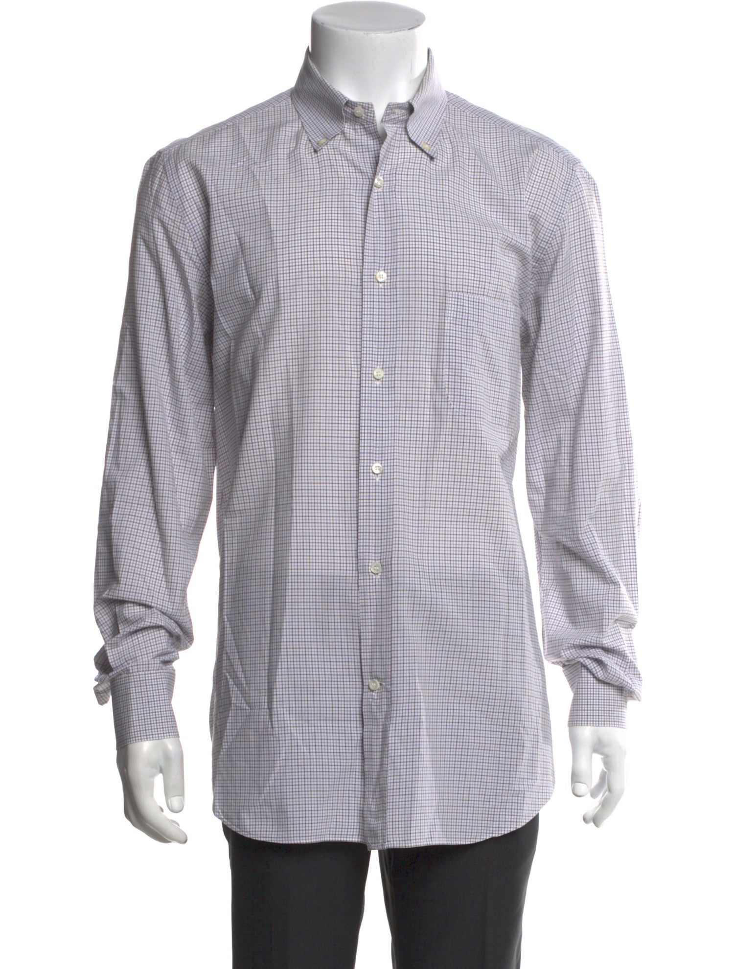 Loro Piana Plaid Print Long Sleeve Dress Shirt