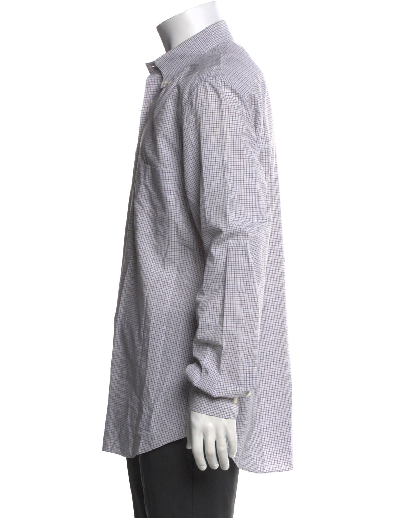 Loro Piana Plaid Print Long Sleeve Dress Shirt