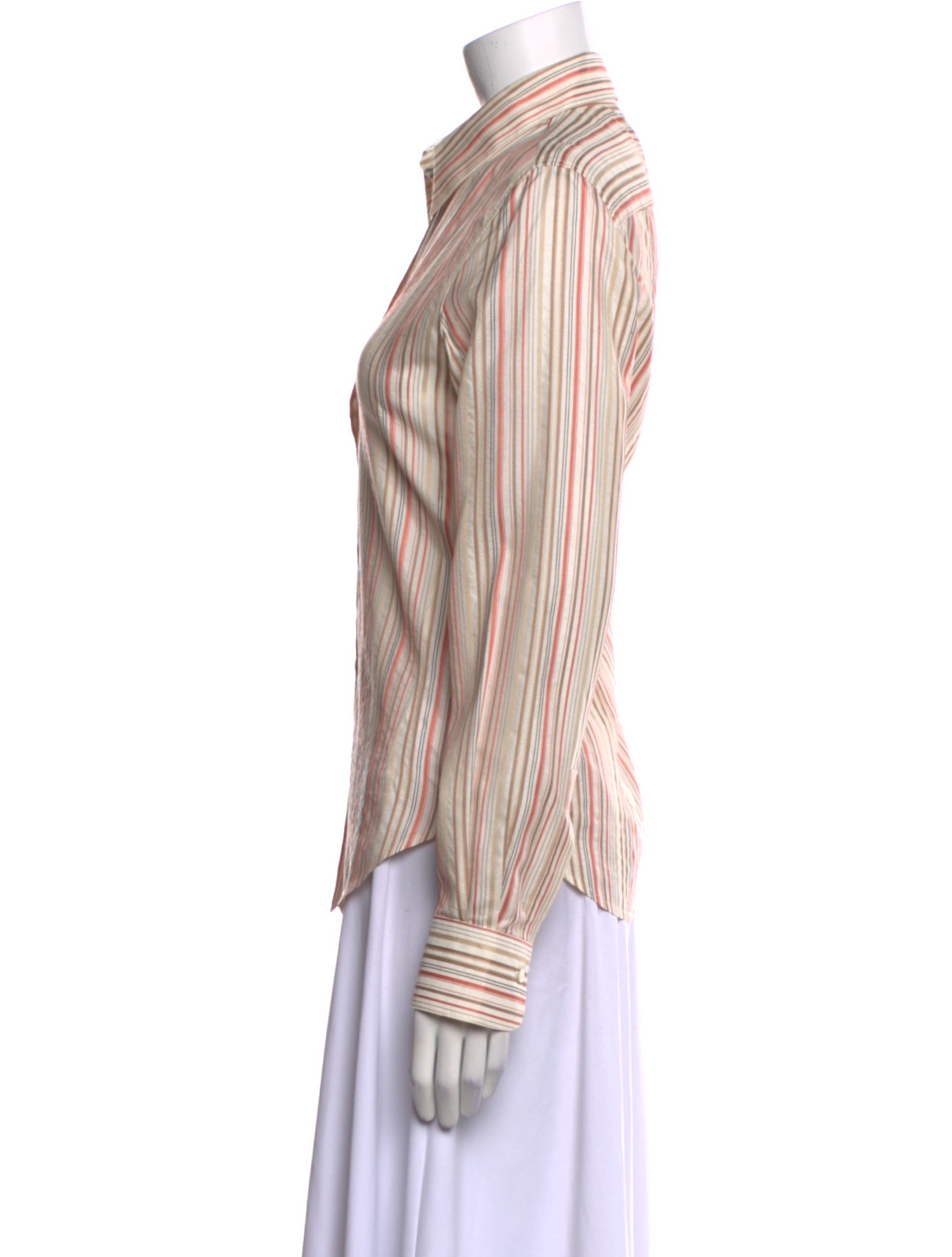 Loro Piana Silk Striped Button-Up Top