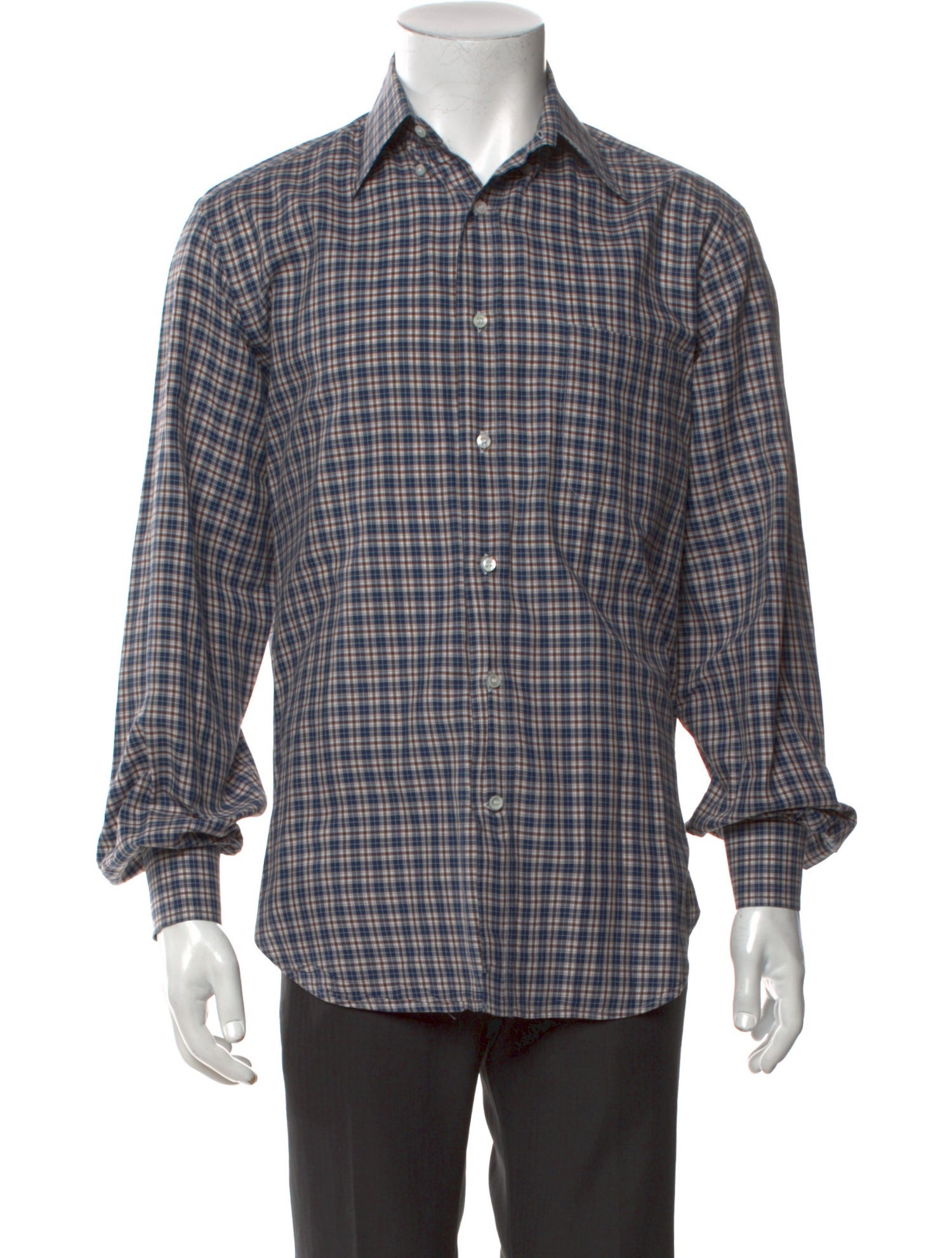 Loro Piana Plaid Print Long Sleeve Shirt