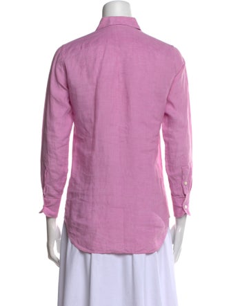 Loro Piana Linen Three-Quarter Sleeve Button-Up Top