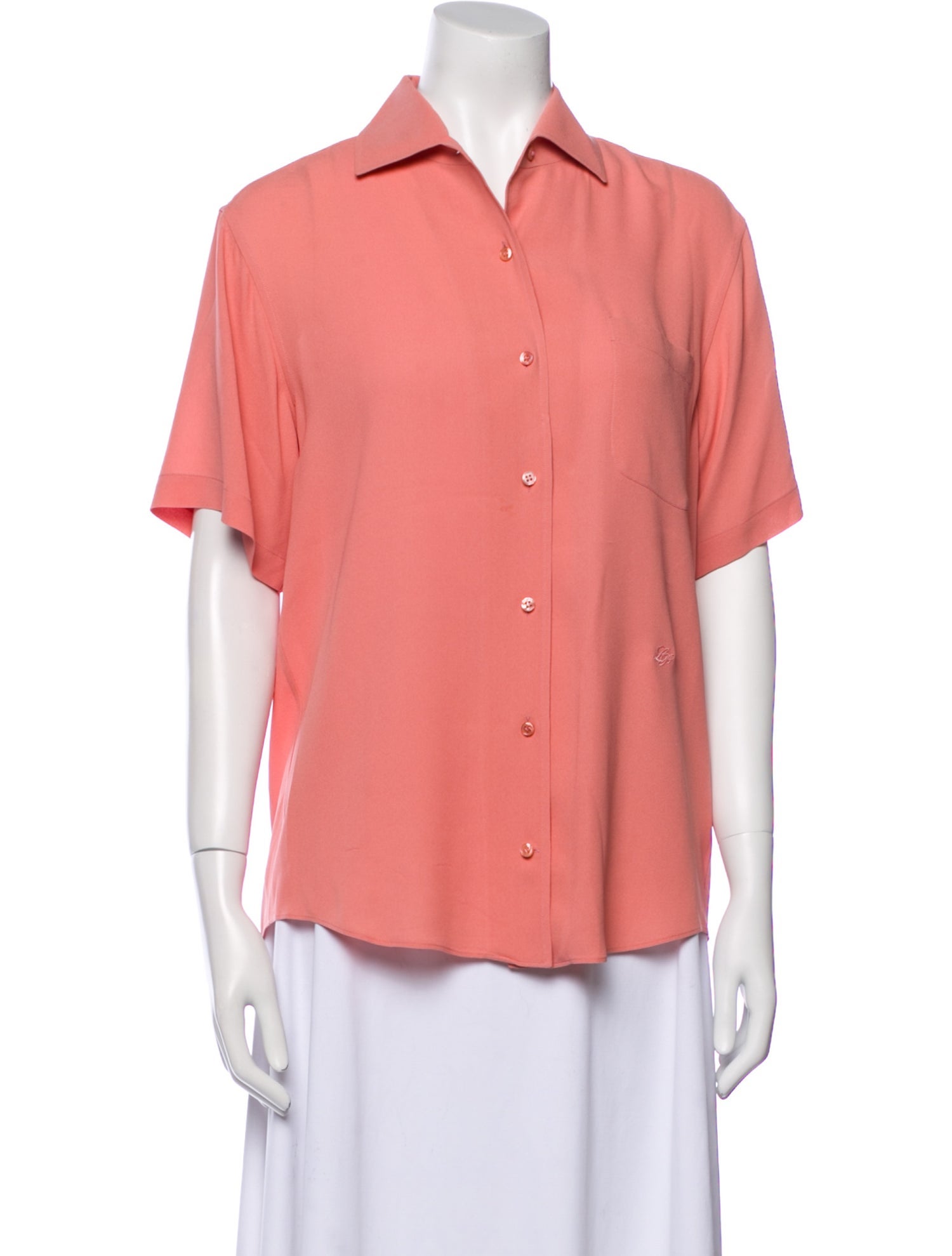 Loro Piana Silk Short Sleeve Button-Up Top