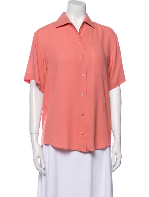Loro Piana Silk Short Sleeve Button-Up Top