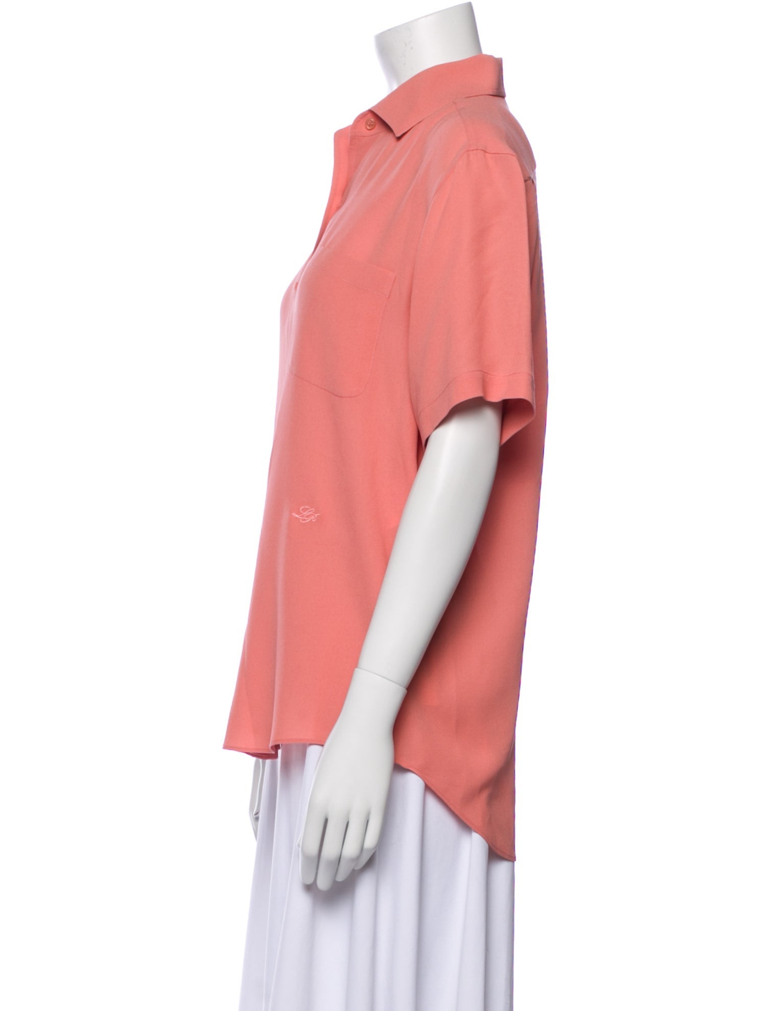 Loro Piana Silk Short Sleeve Button-Up Top