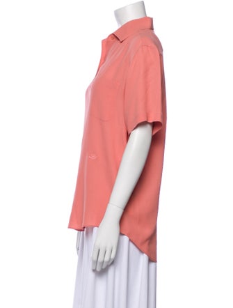 Loro Piana Silk Short Sleeve Button-Up Top