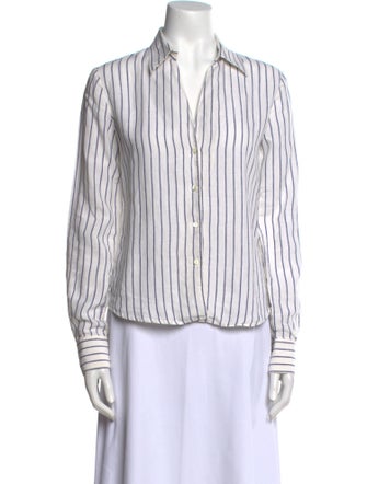 Loro Piana Linen Striped Button-Up Top
