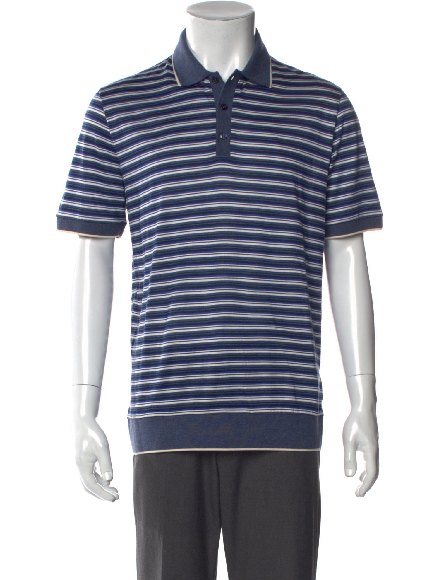 Loro Piana Silk Striped Polo Shirt