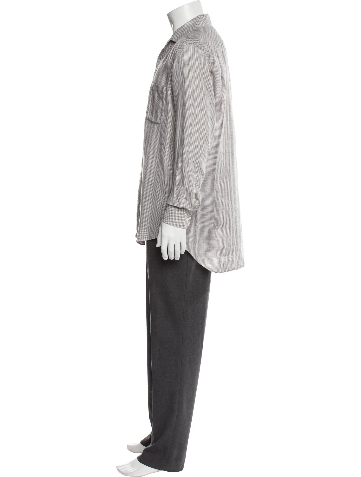 Loro Piana Linen Plaid Print Dress Shirt