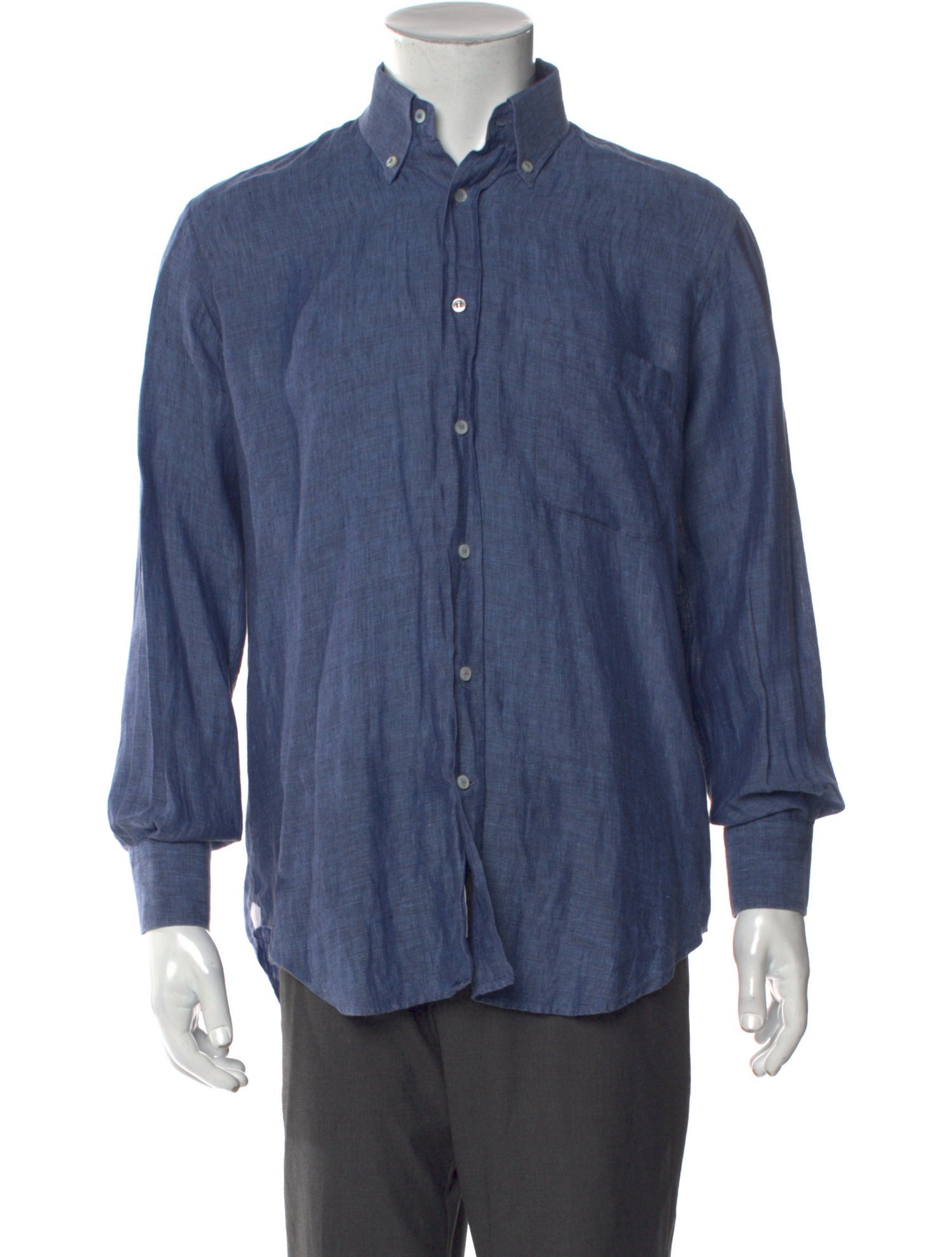 Loro Piana Linen Long Sleeve Denim Shirt