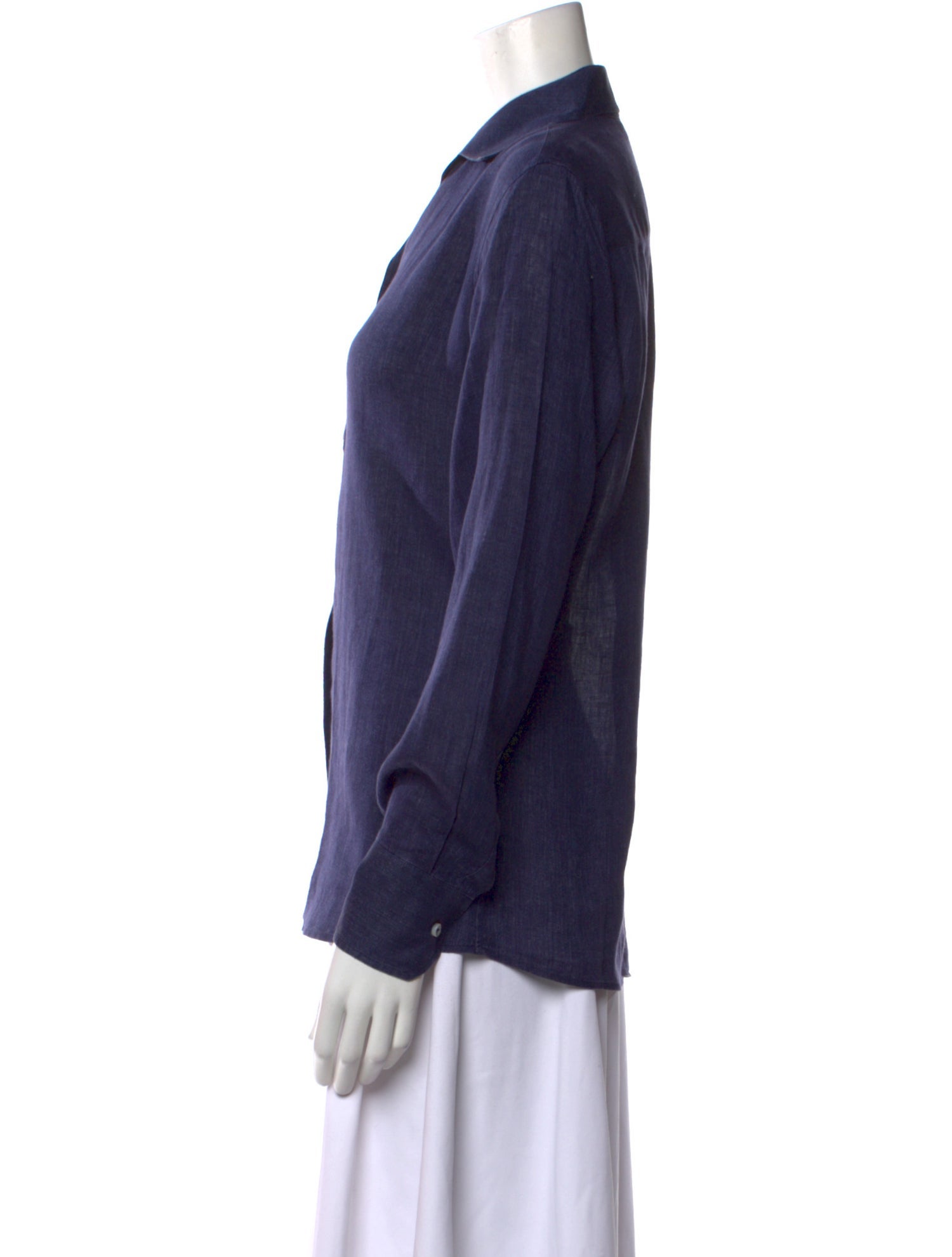 Loro Piana Linen Long Sleeve Button-Up Top