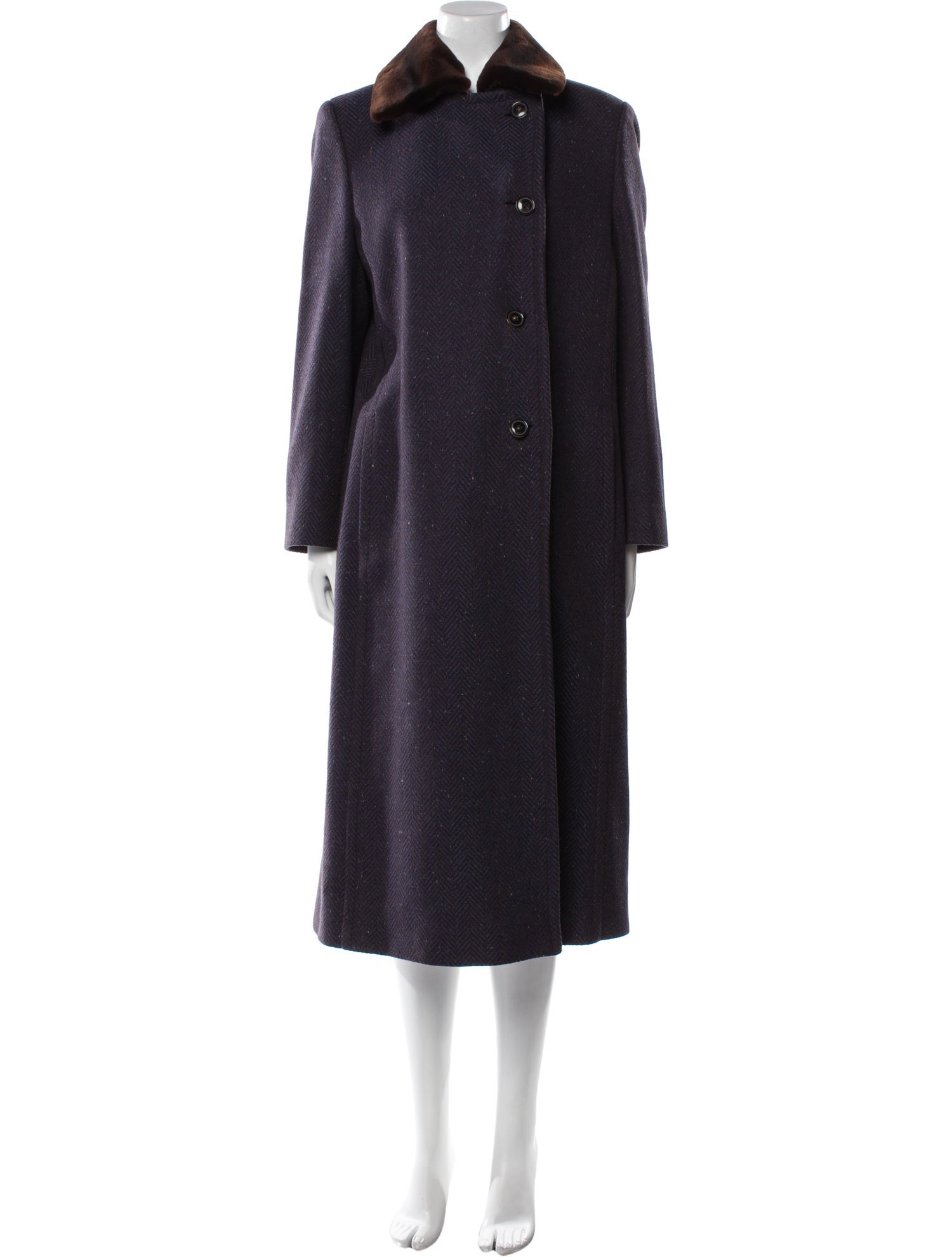 Loro Piana Sheared Mink Fur Trimmed Cashmere Trench Coat