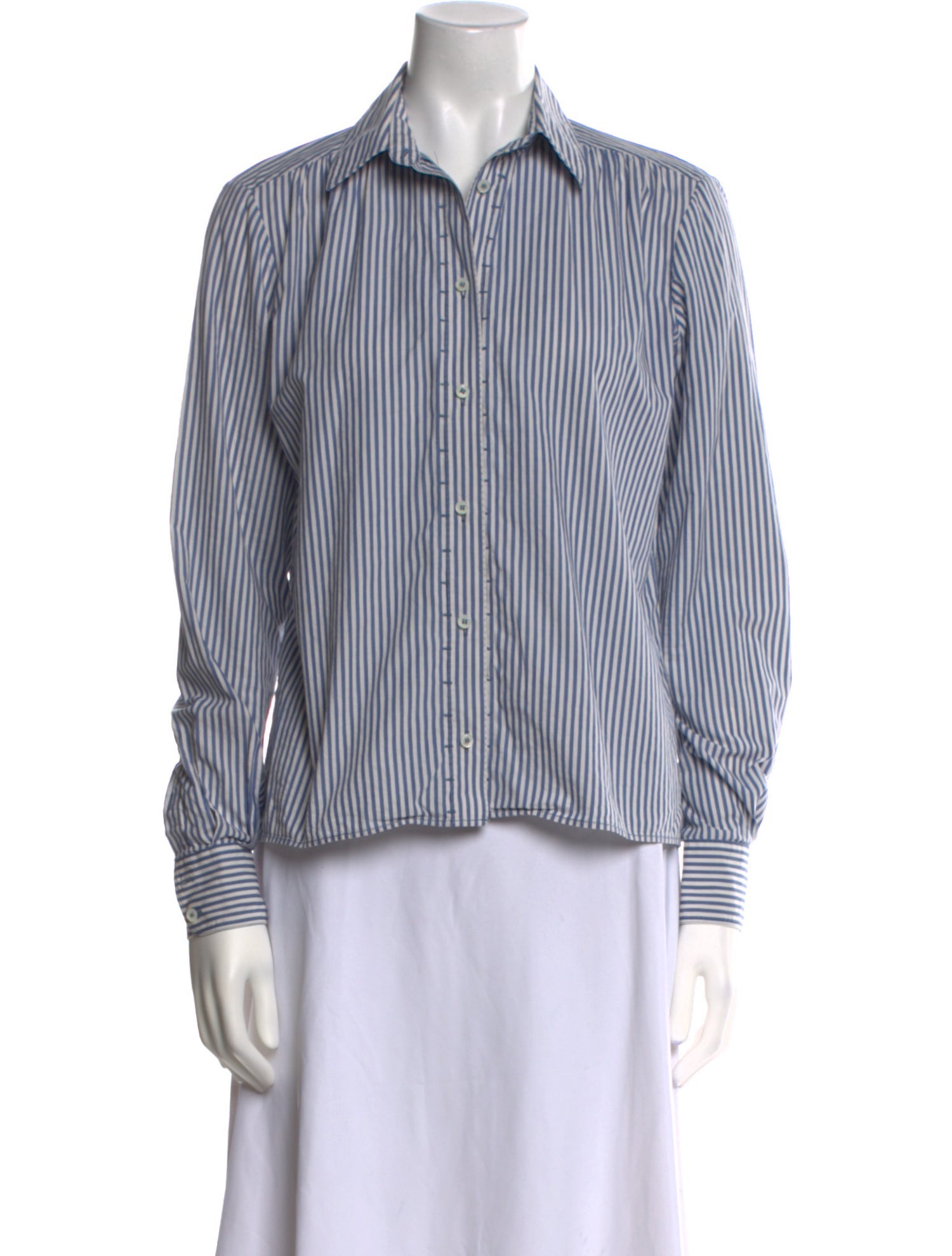 Loro Piana Striped Long Sleeve Button-Up Top