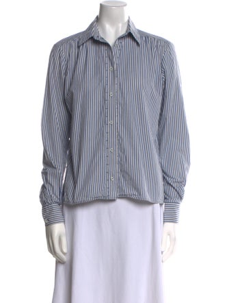 Loro Piana Striped Long Sleeve Button-Up Top