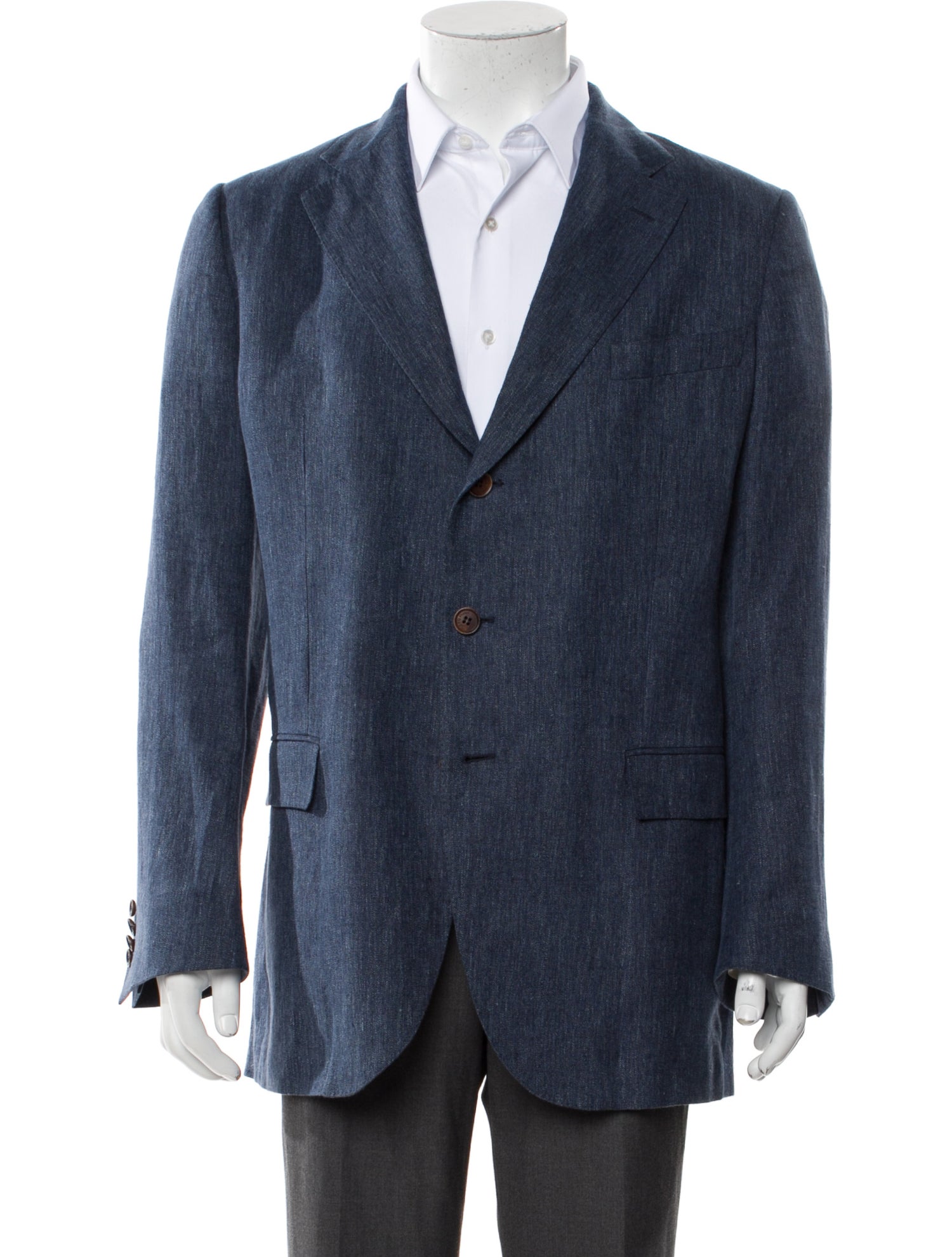 Loro Piana Linen Leather Trim Embellishment Blazer