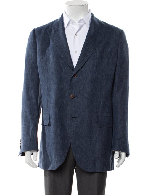 Loro Piana Linen Leather Trim Embellishment Blazer