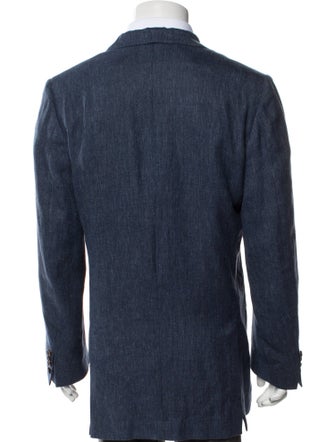 Loro Piana Linen Leather Trim Embellishment Blazer