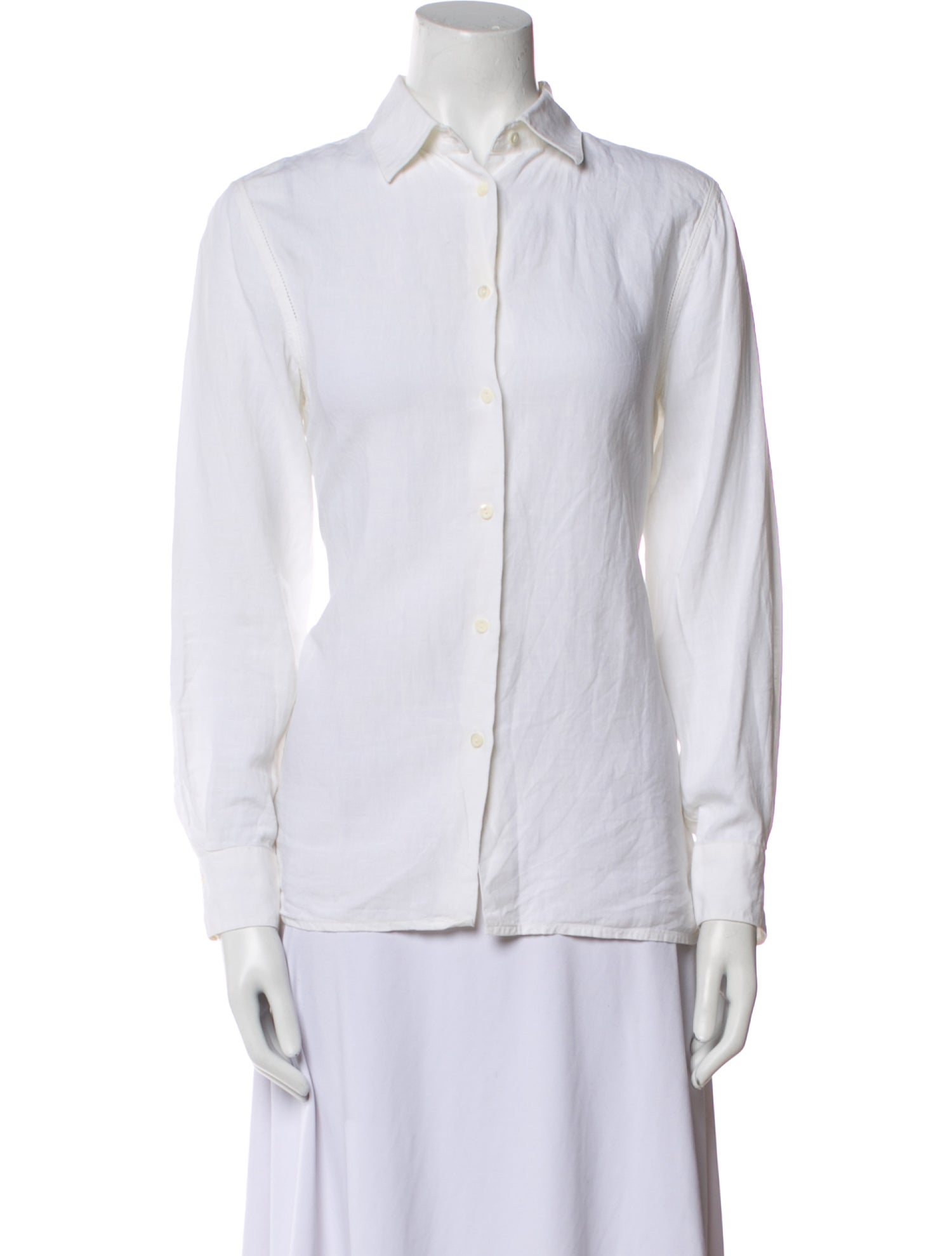 Loro Piana Linen Long Sleeve Button-Up Top