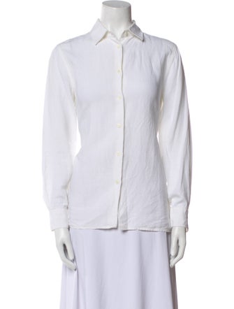 Loro Piana Linen Long Sleeve Button-Up Top