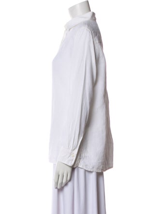 Loro Piana Linen Long Sleeve Button-Up Top