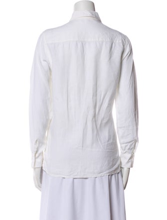 Loro Piana Linen Long Sleeve Button-Up Top