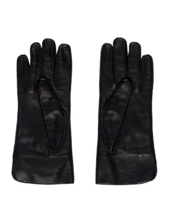 Loro Piana Leather Trim Suede Blue Gloves