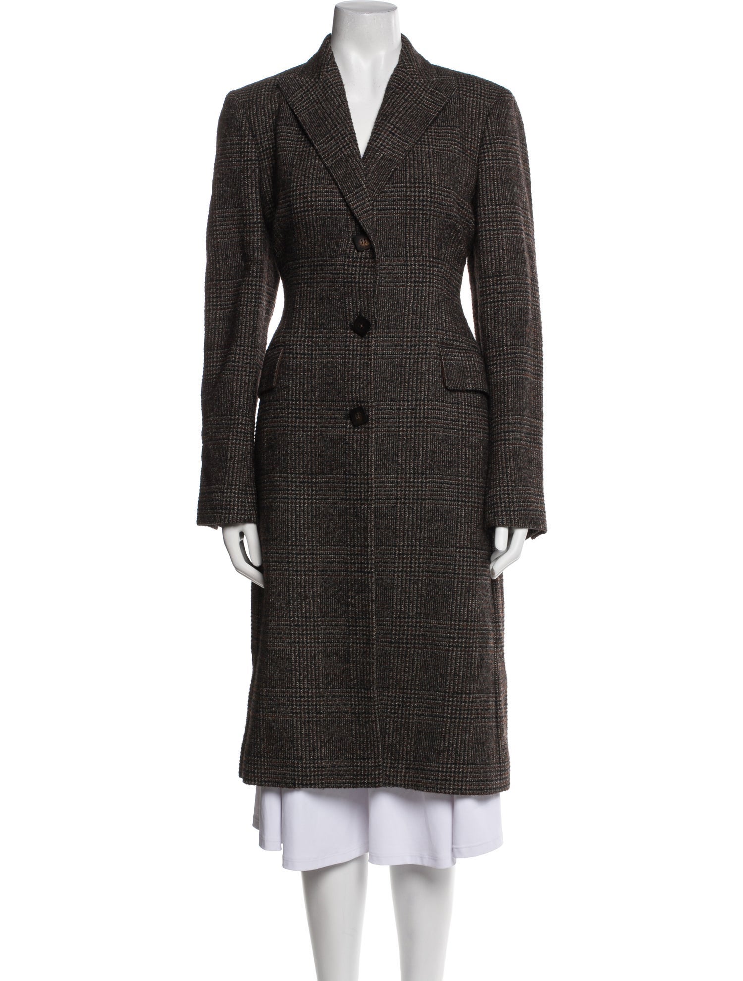 Loro Piana Alpaca Plaid Print Faux Fur Coat