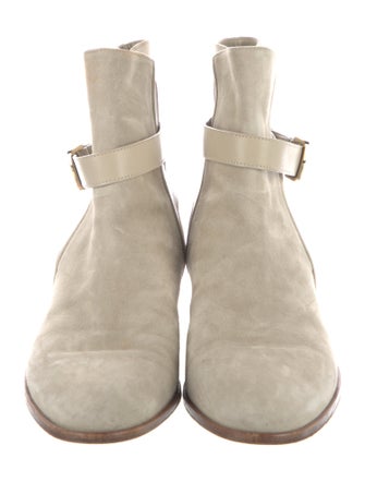 Loro Piana Suede Leather Trim Embellishment Boots