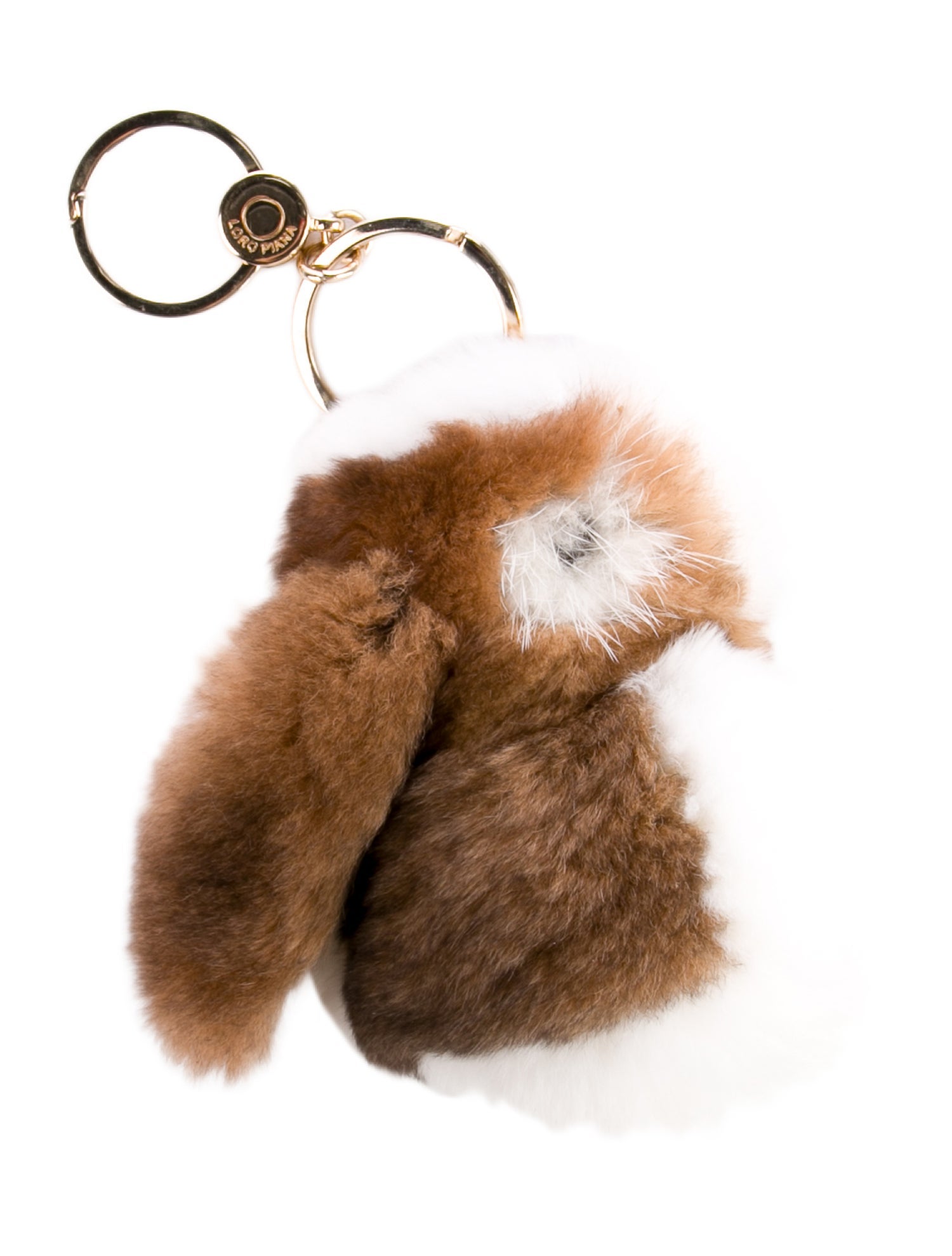 Loro Piana Pattern Print Fur Rabbit Keychain w/Tags