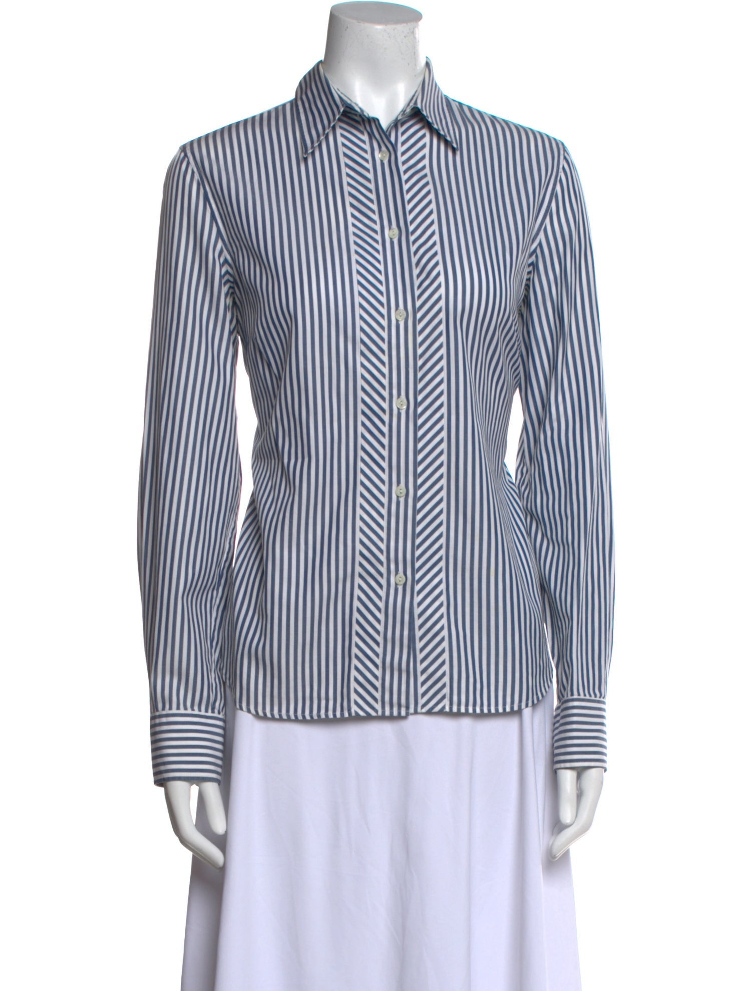Loro Piana Striped Long Sleeve Button-Up Top