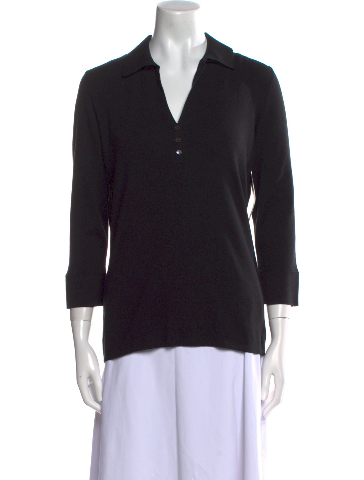 Loro Piana V-Neck Three-Quarter Sleeve Polo w/ Tags