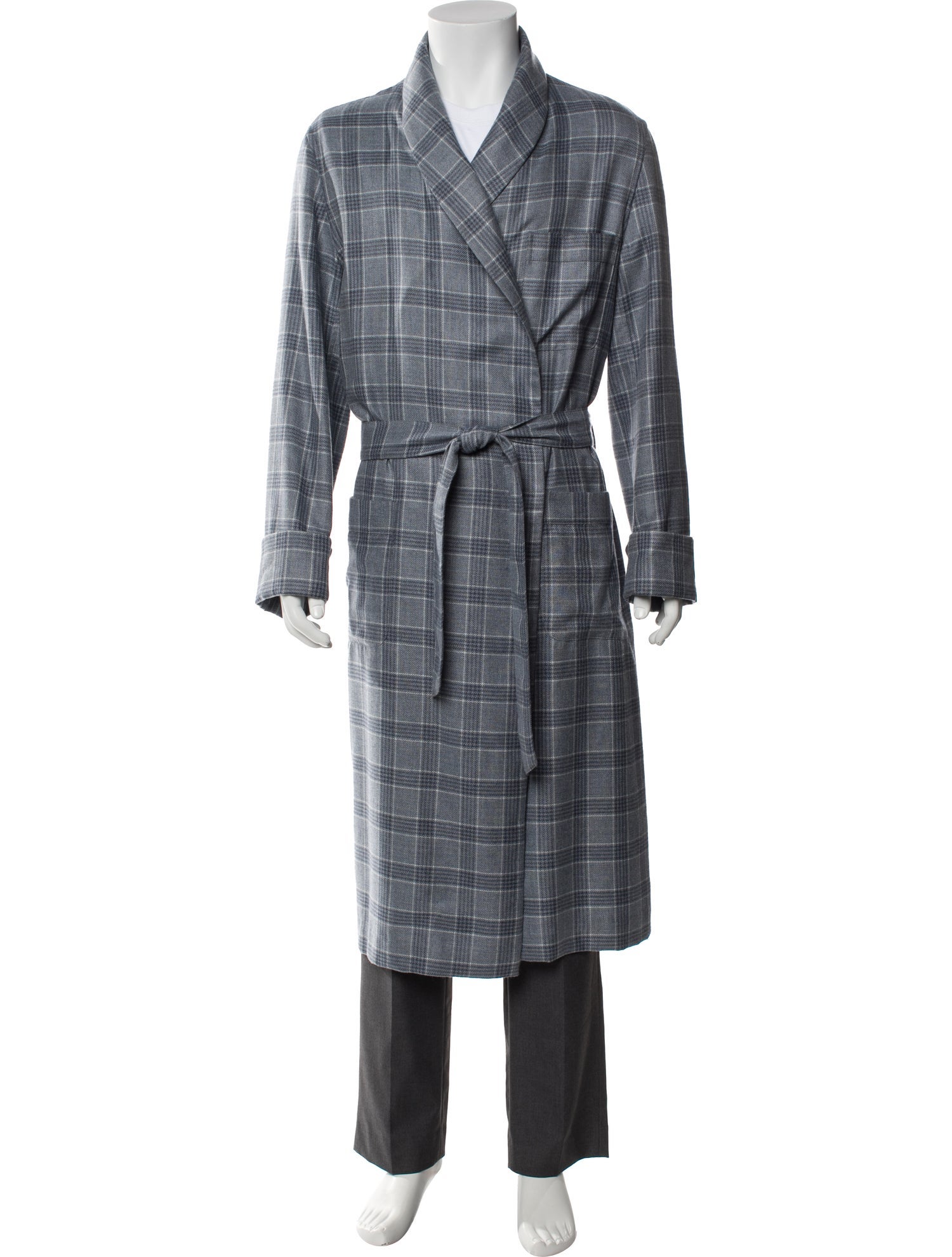 Loro Piana Cashmere Plaid Print Robe