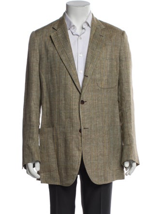 Loro Piana Linen Plaid Print Blazer