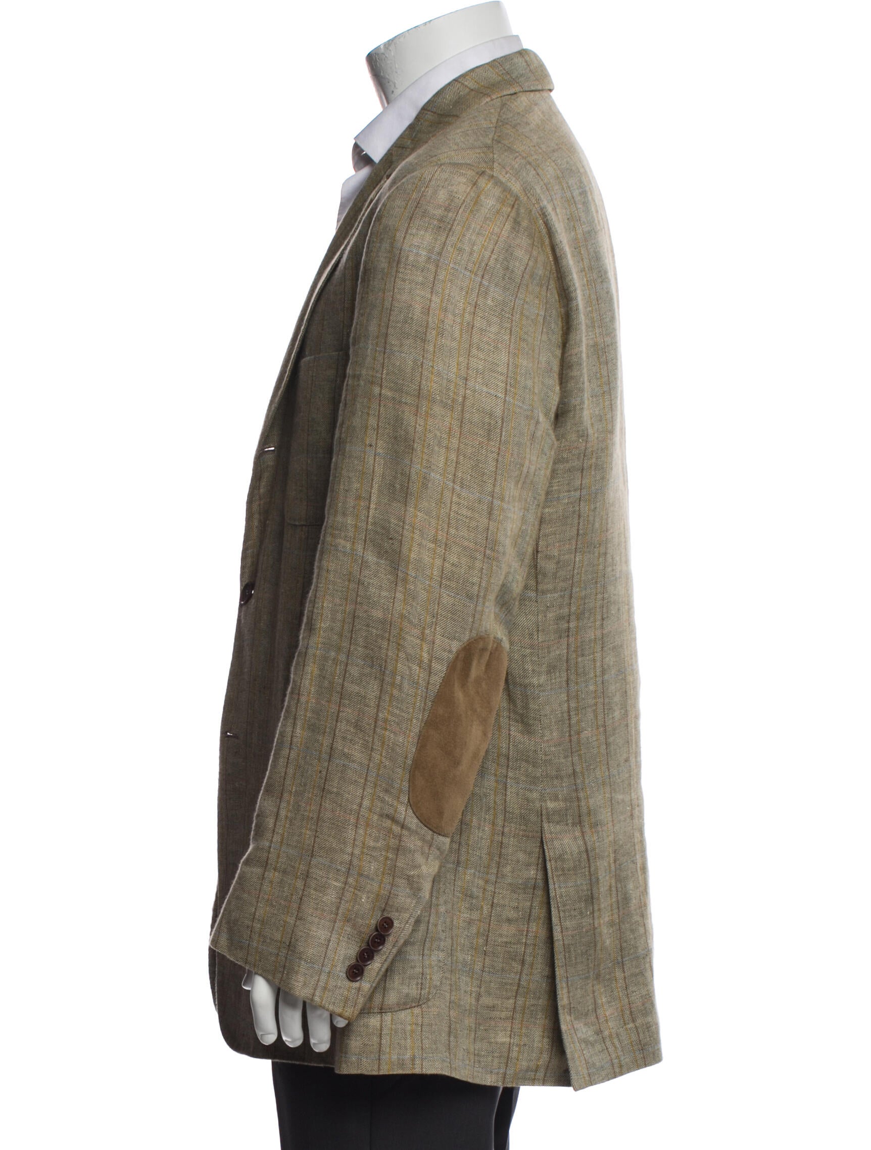 Loro Piana Linen Plaid Print Blazer