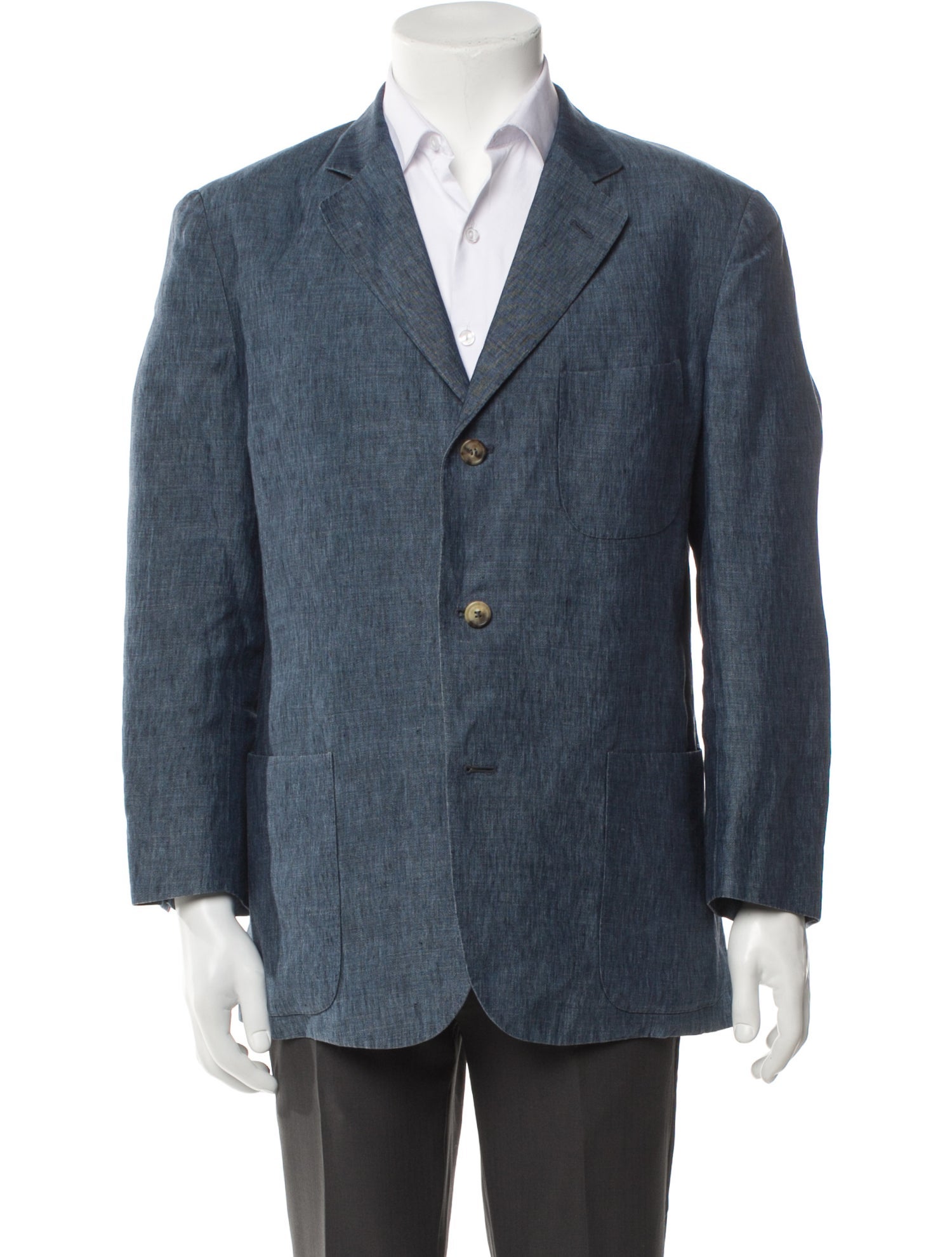 Loro Piana Linen Leather Trim Embellishment Sport Coat