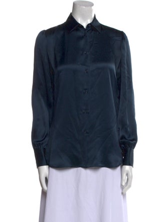 Loro Piana Silk Long Sleeve Button-Up Top