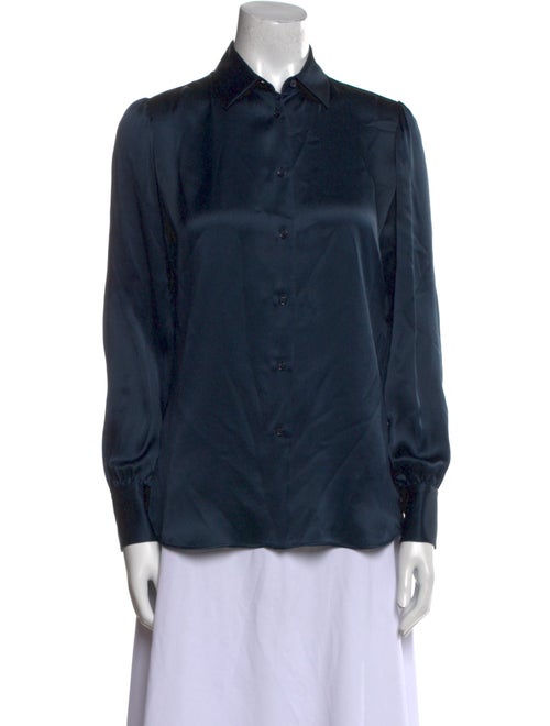 Loro Piana Silk Long Sleeve Button-Up Top