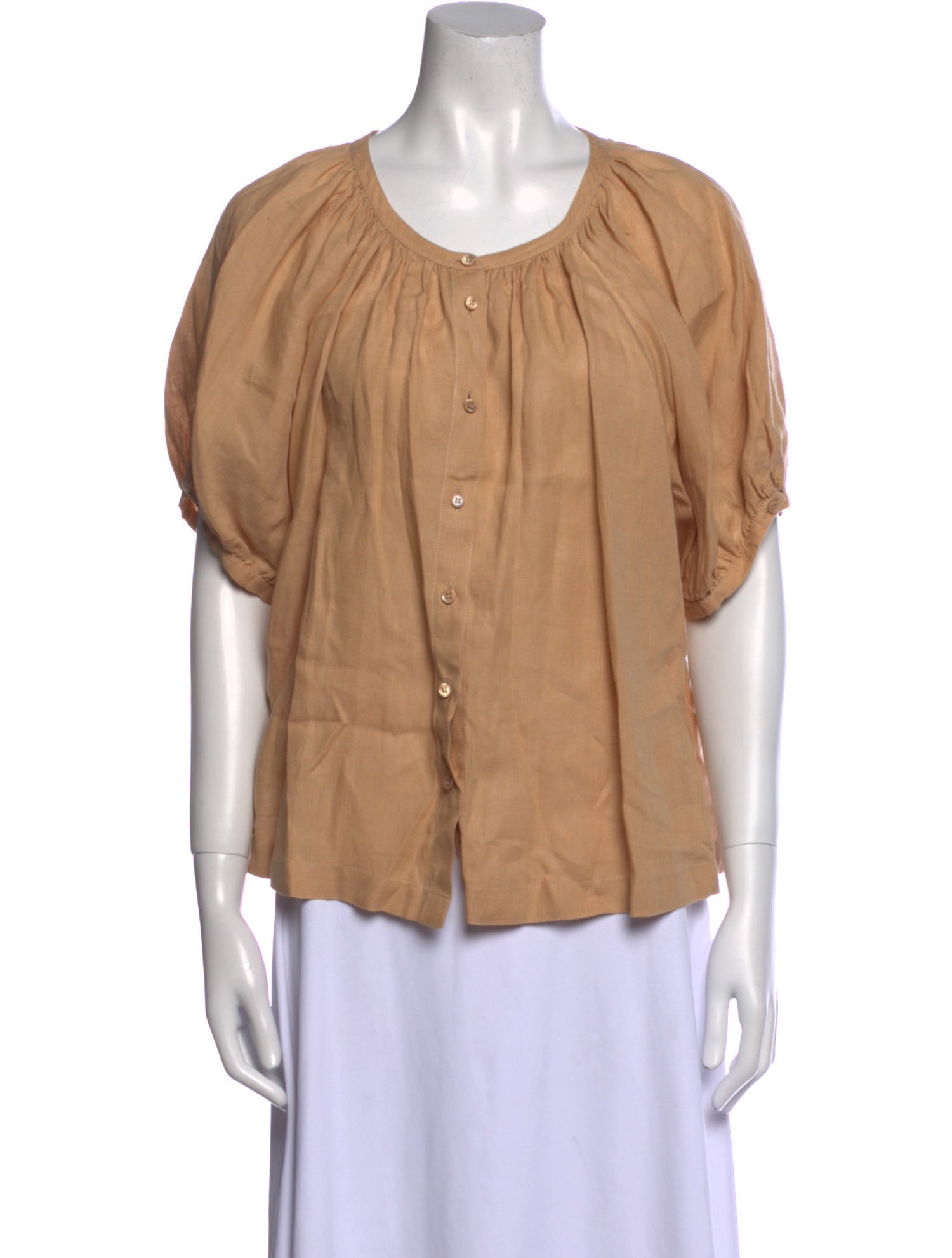Loro Piana Scoop Neck Short Sleeve Blouse
