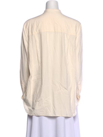 Loro Piana Silk Mock Neck Button-Up Top