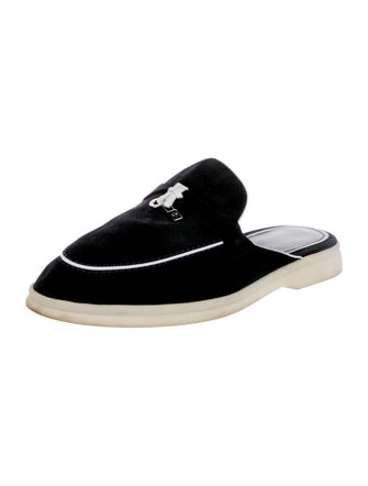 Loro Piana Suede Leather Trim Embellishment Mules