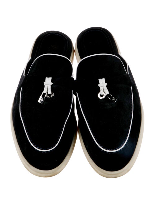 Loro Piana Suede Leather Trim Embellishment Mules