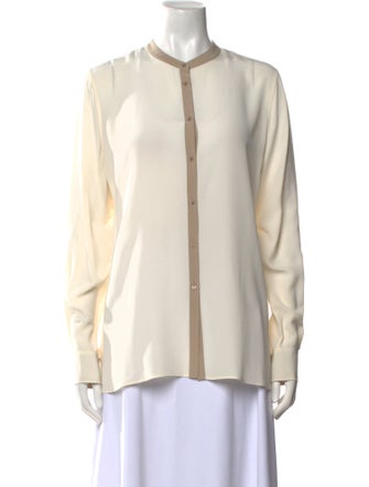 Loro Piana Silk Mock Neck Button-Up Top