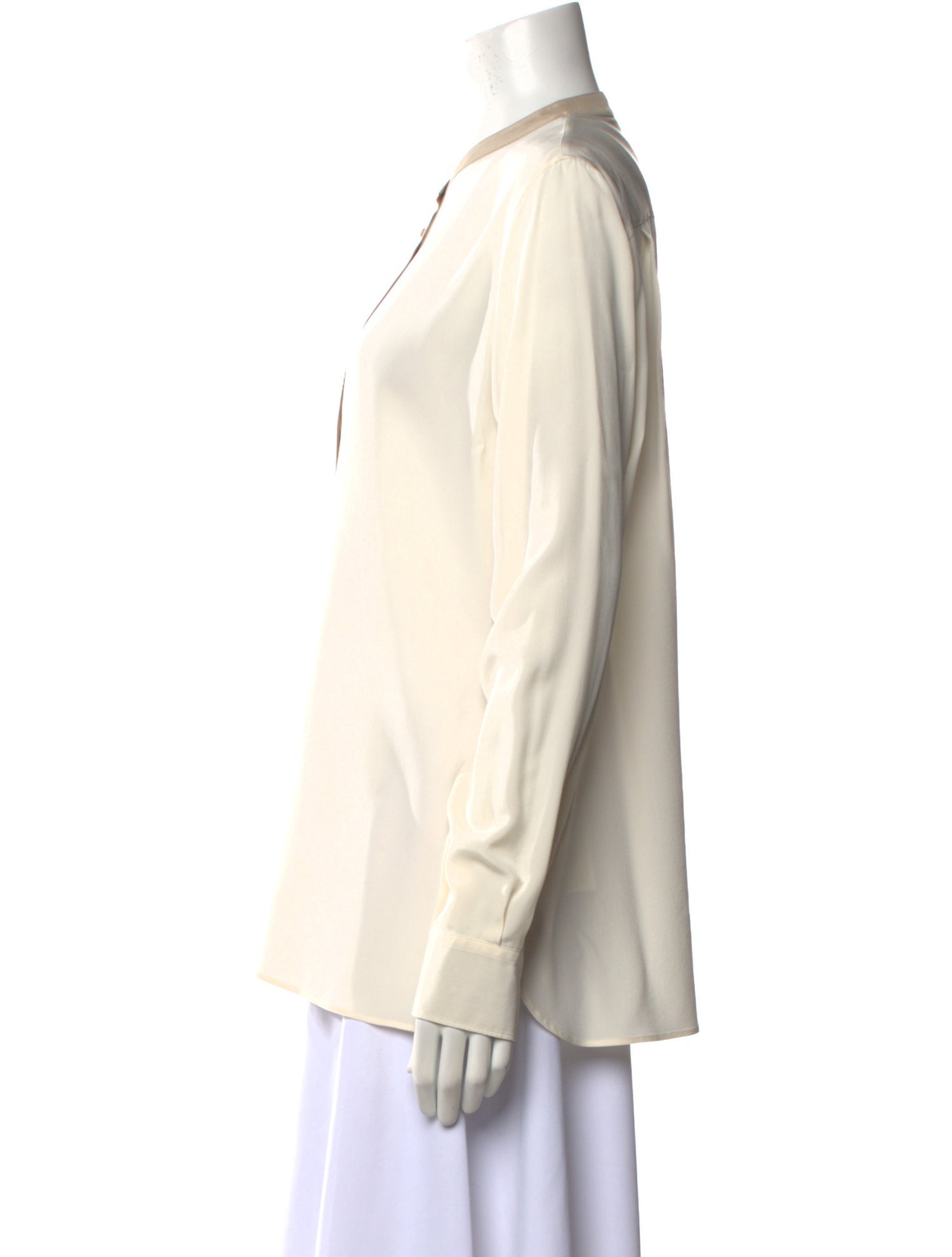 Loro Piana Silk Mock Neck Button-Up Top