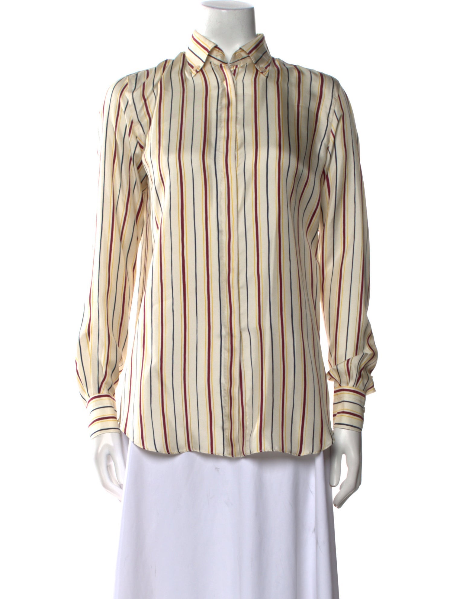 Loro Piana Silk Striped Button-Up Top