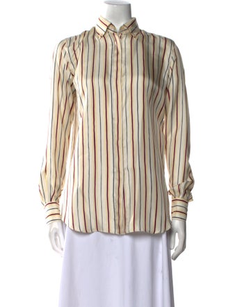 Loro Piana Silk Striped Button-Up Top