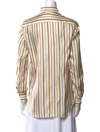Loro Piana Silk Striped Button-Up Top