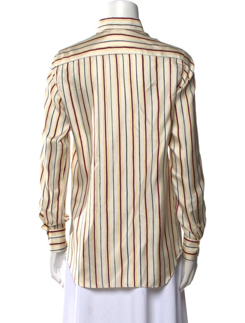 Loro Piana Silk Striped Button-Up Top
