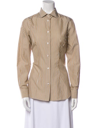 Loro Piana Striped Long Sleeve Button-Up Top