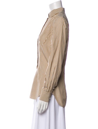 Loro Piana Striped Long Sleeve Button-Up Top